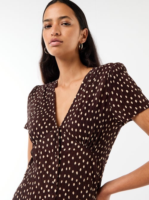 Vestido comprido com estampado integral fino - Kiabi