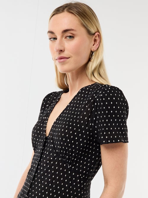 Vestido comprido com estampado integral fino - Kiabi