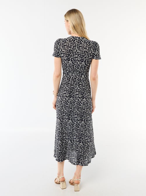 Vestido comprido com estampado integral fino - Kiabi