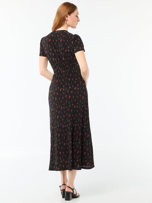 Vestido comprido com estampado integral fino - Kiabi