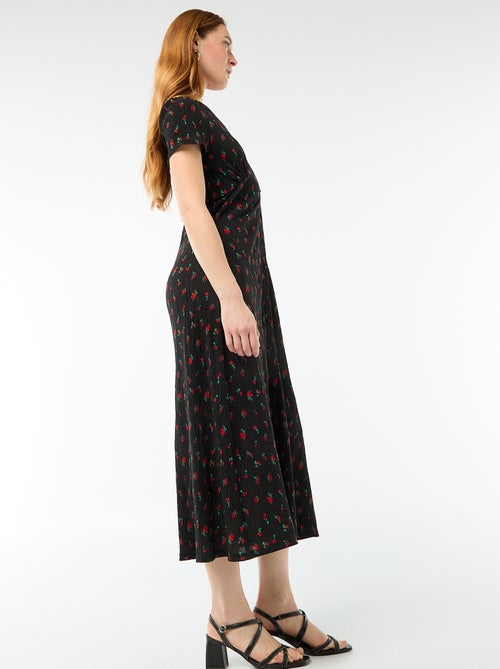 Vestido comprido com estampado integral fino - Kiabi