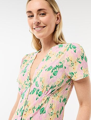 Vestido comprido com estampado integral fino