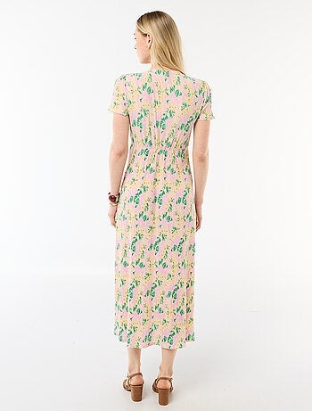 Vestido comprido com estampado integral fino