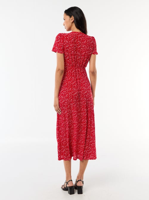 Vestido comprido com estampado integral fino - Kiabi