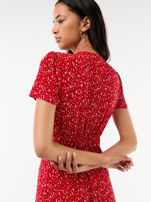 Vestido comprido com estampado integral fino - Kiabi