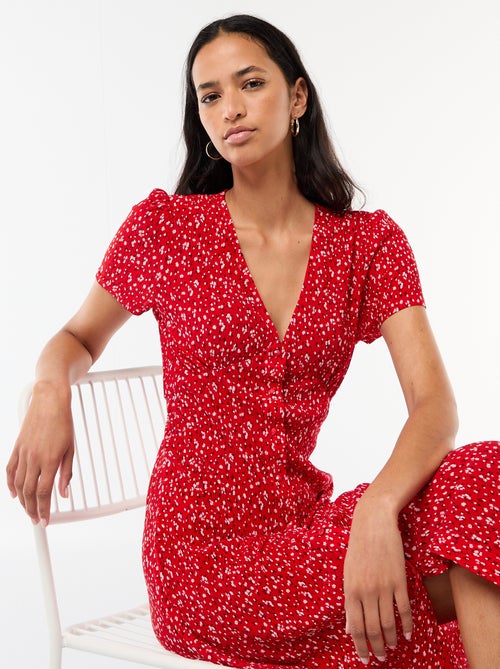 Vestido comprido com estampado integral fino - Kiabi