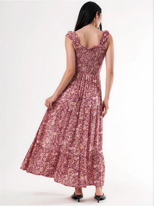 Vestido comprido com estampado paisley e gola quadrada busem - Kiabi Vestido comprido com estampado paisley e gola quadrada busem - Kiabi