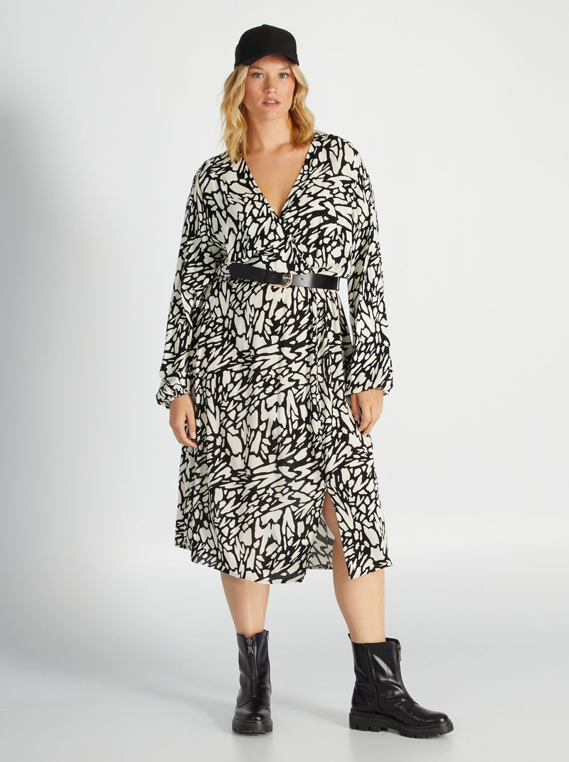 Vestido comprido com estampado PRETO - Kiabi