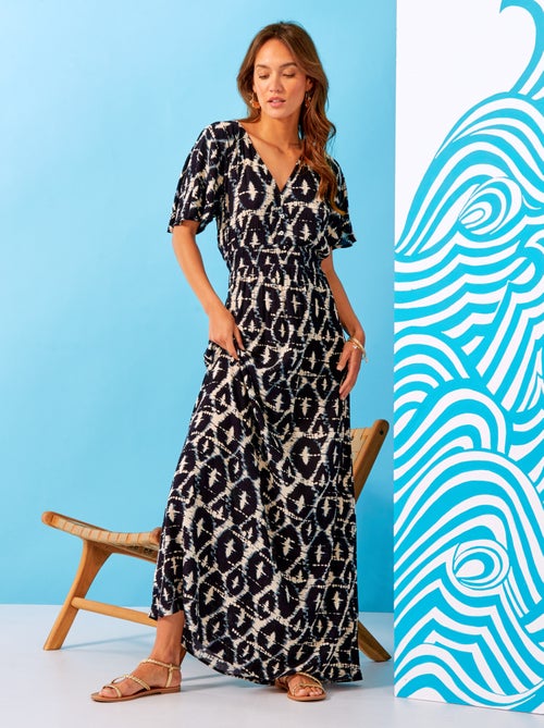Vestido comprido com estampado tie and dye - Kiabi