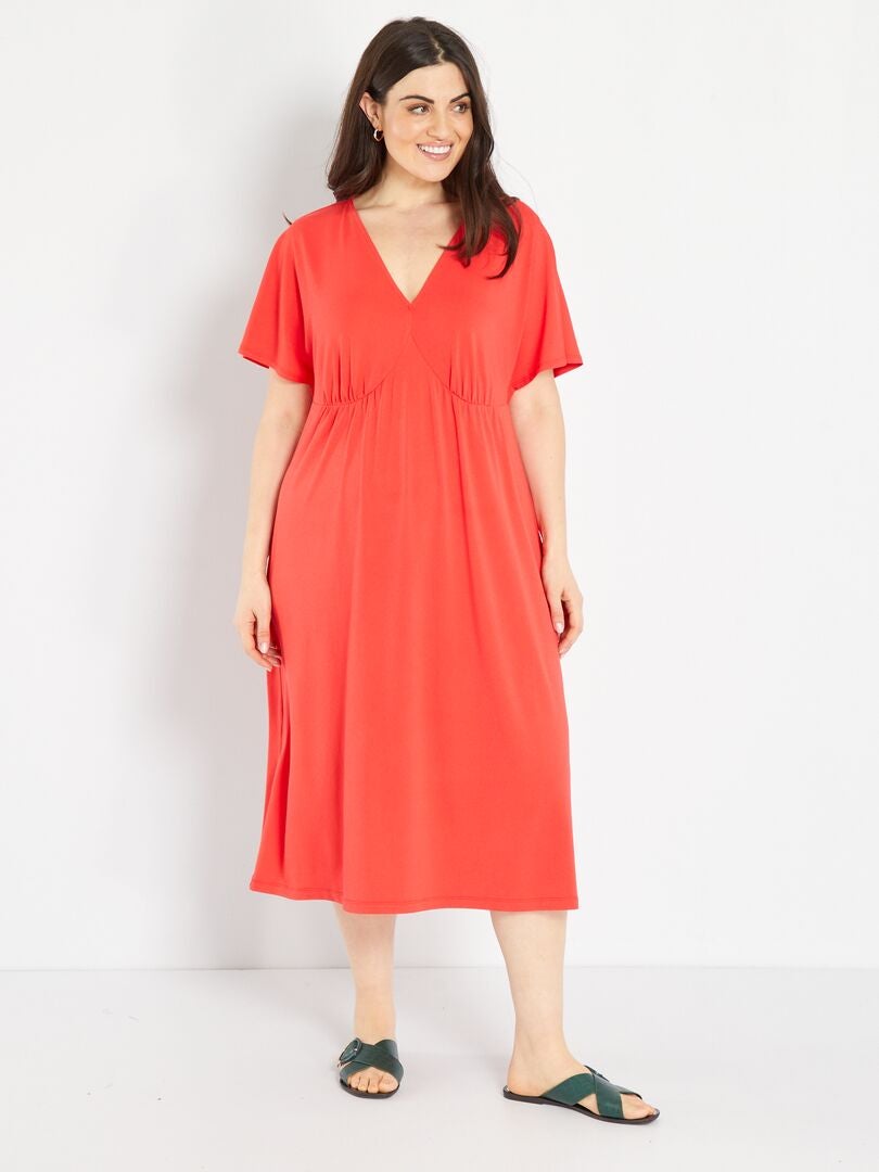 Vestido comprido com estampado Vermelho - Kiabi