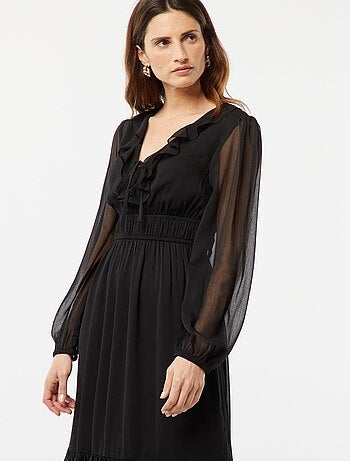 Vestido comprido com folhos