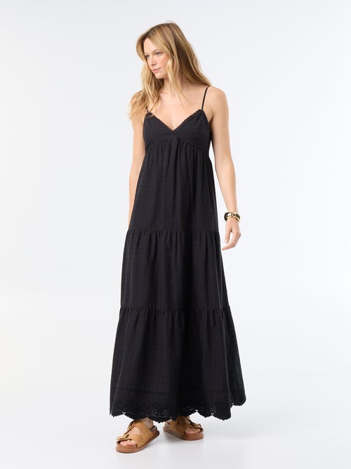 Vestido comprido com folhos - Kiabi Vestido comprido com folhos - Kiabi