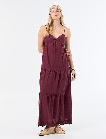 Vestido comprido com folhos