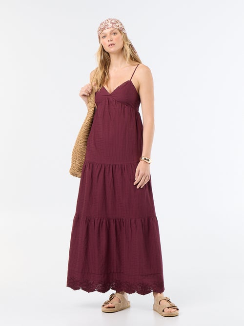 Vestido comprido com folhos - Kiabi Vestido comprido com folhos - Kiabi