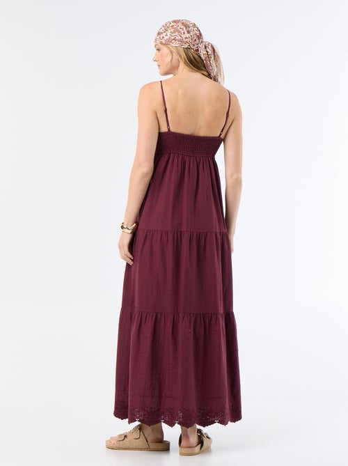 Vestido comprido com folhos - Kiabi Vestido comprido com folhos - Kiabi