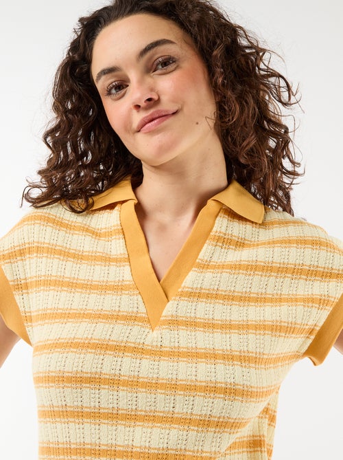 Vestido comprido com gola polo - Kiabi