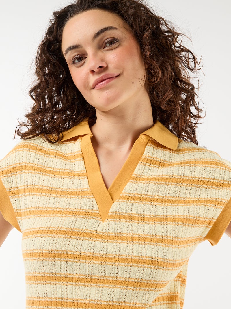 Vestido comprido com gola polo Amarelo - Kiabi