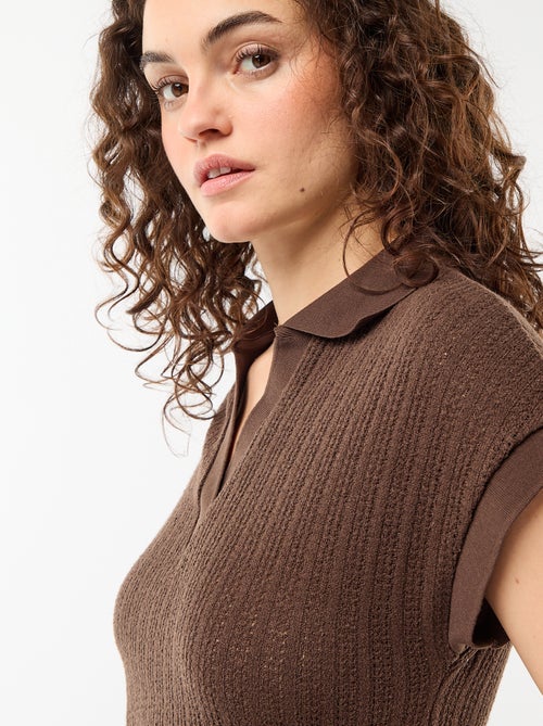 Vestido comprido com gola polo - Kiabi