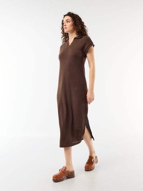 Vestido comprido com gola polo - Kiabi