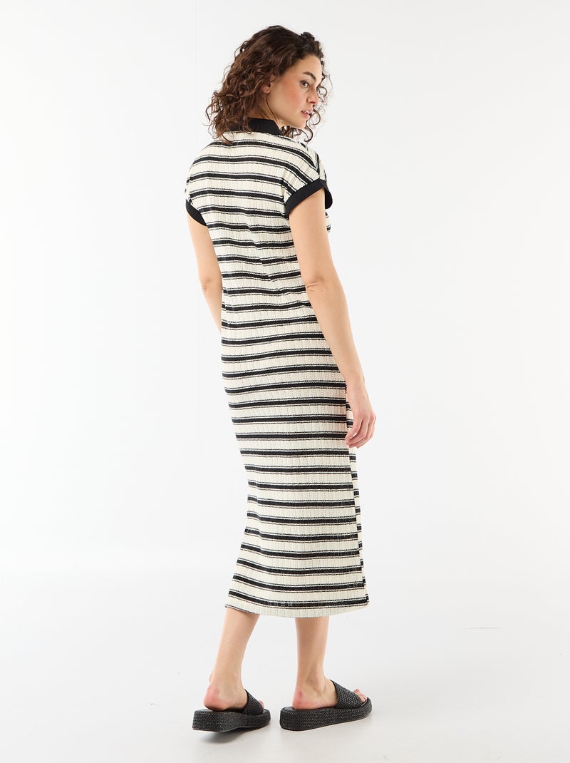 Vestido comprido com gola polo Preto - Kiabi