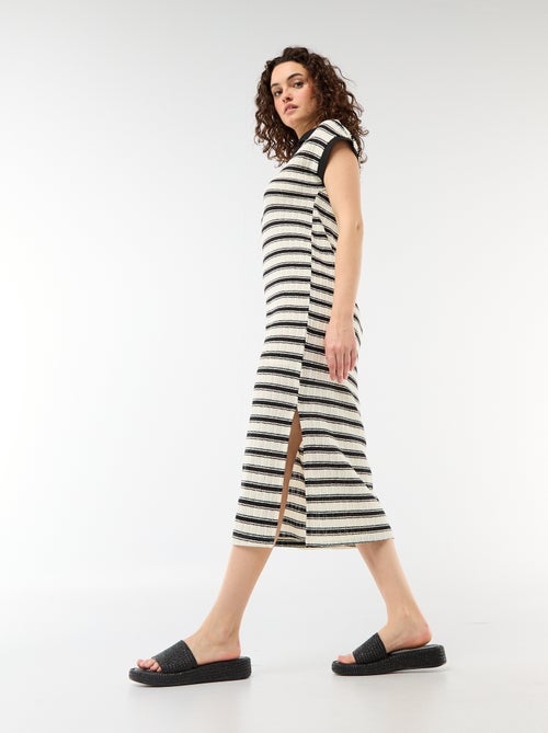 Vestido comprido com gola polo - Kiabi