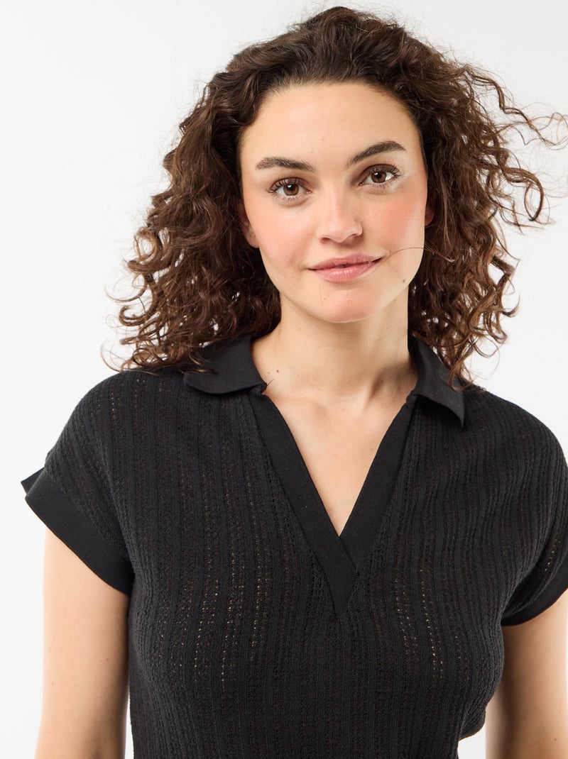 Vestido comprido com gola polo Preto - Kiabi