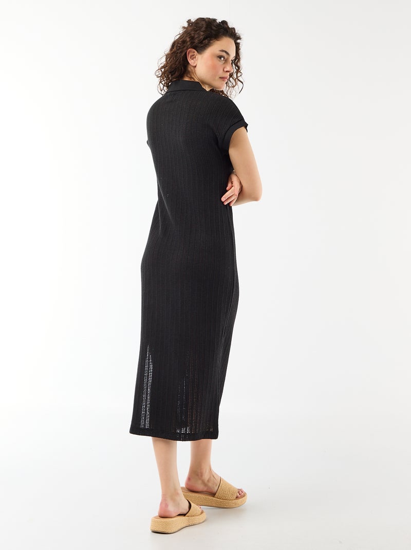 Vestido comprido com gola polo Preto - Kiabi