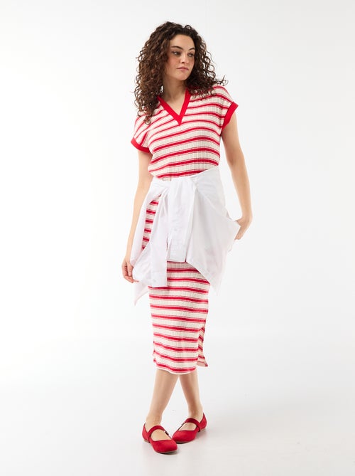 Vestido comprido com gola polo - Kiabi