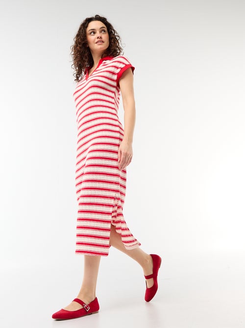 Vestido comprido com gola polo - Kiabi