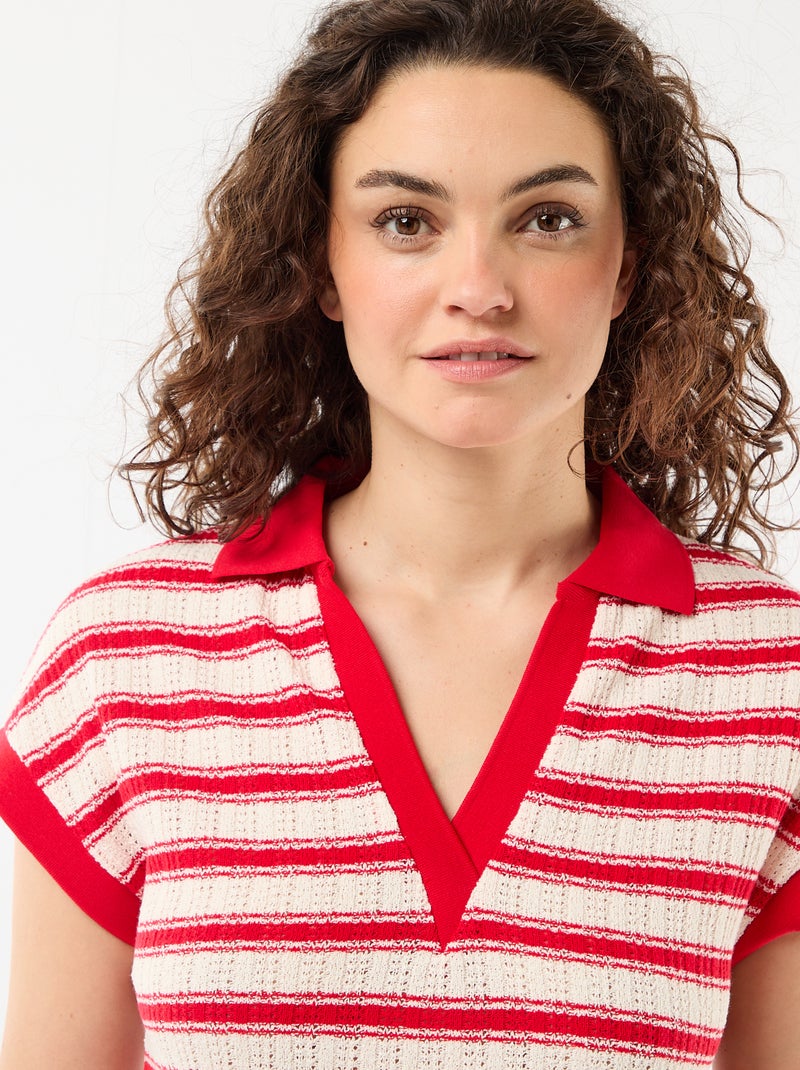 Vestido comprido com gola polo Vermelho - Kiabi
