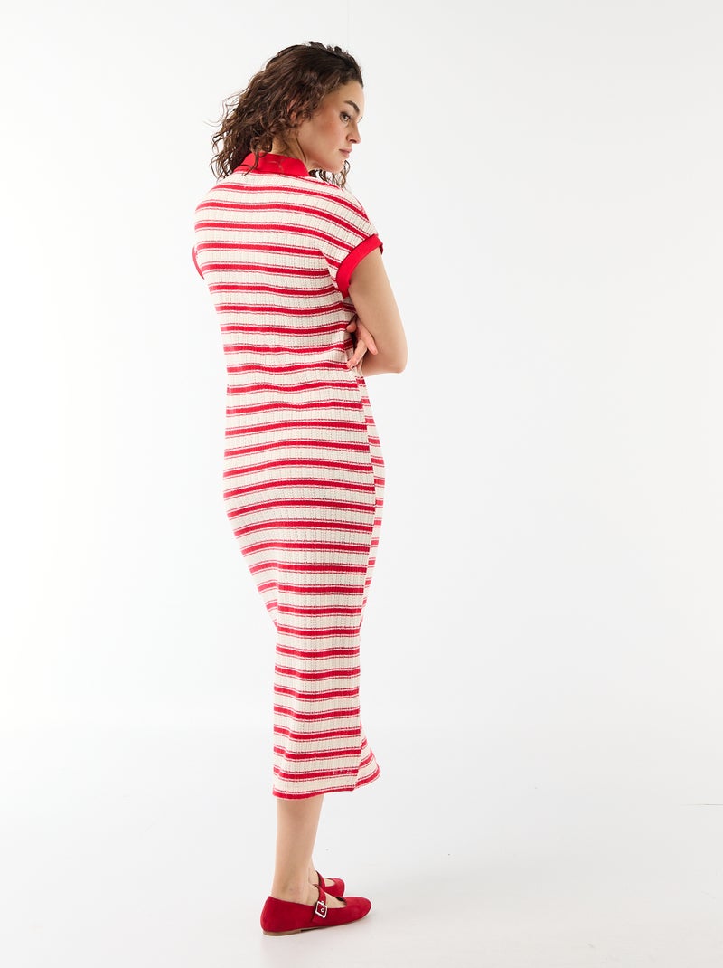 Vestido comprido com gola polo Vermelho - Kiabi