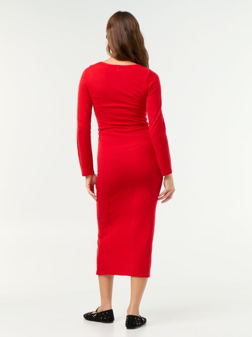 Vestido comprido com joia na cintura - Kiabi