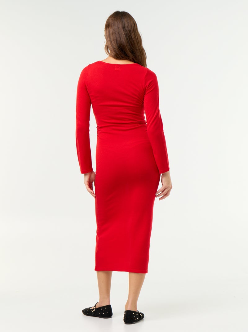 Vestido comprido com joia na cintura Vermelho - Kiabi