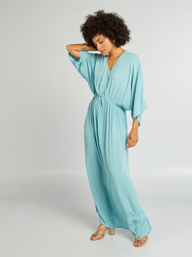 Vestido comprido com mangas de morcego AZUL - Kiabi