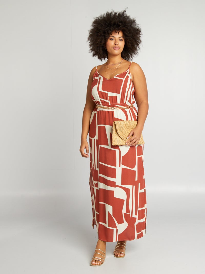Vestido comprido com motivo 'Vero Moda Curve' LARANJA - Kiabi