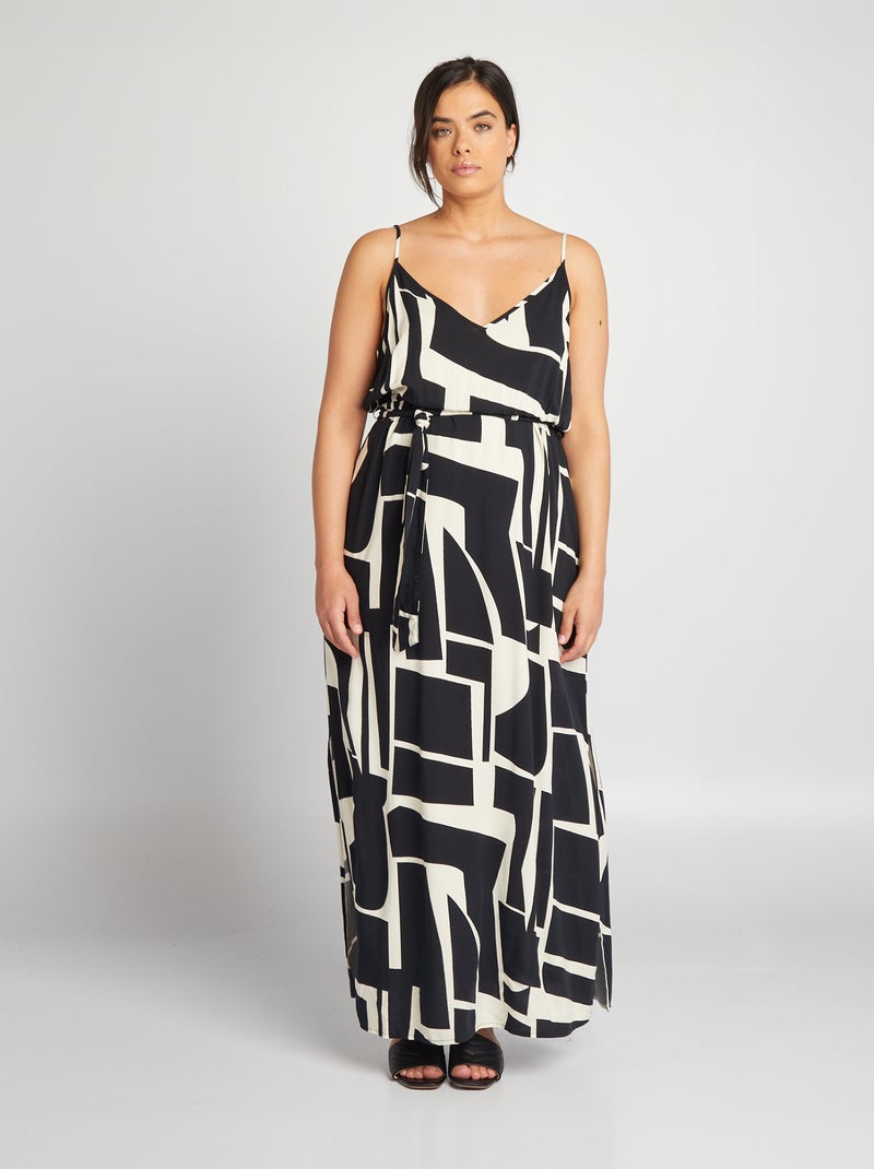 Vestido comprido com motivo 'Vero Moda Curve' PRETO - Kiabi