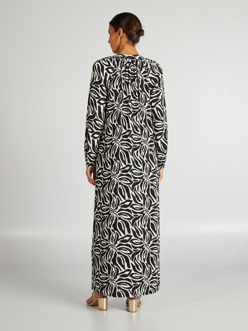 Vestido comprido com motivos PRETO - Kiabi