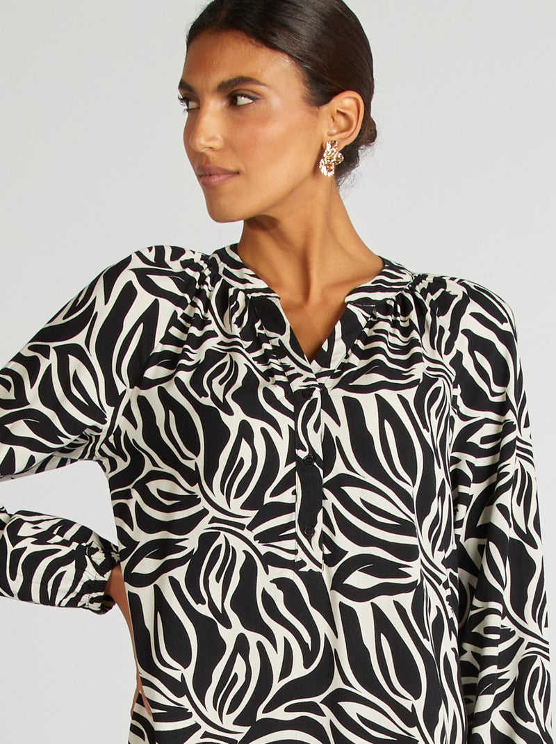 Vestido comprido com motivos PRETO - Kiabi