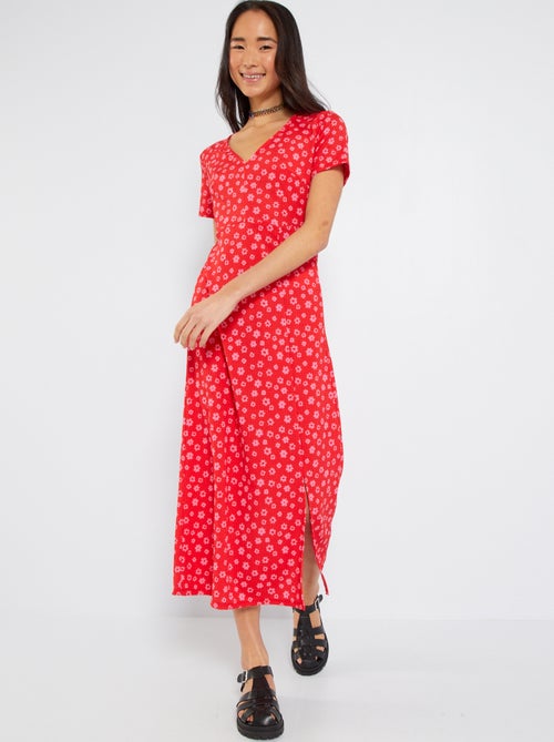 Vestido comprido com motivos - Kiabi