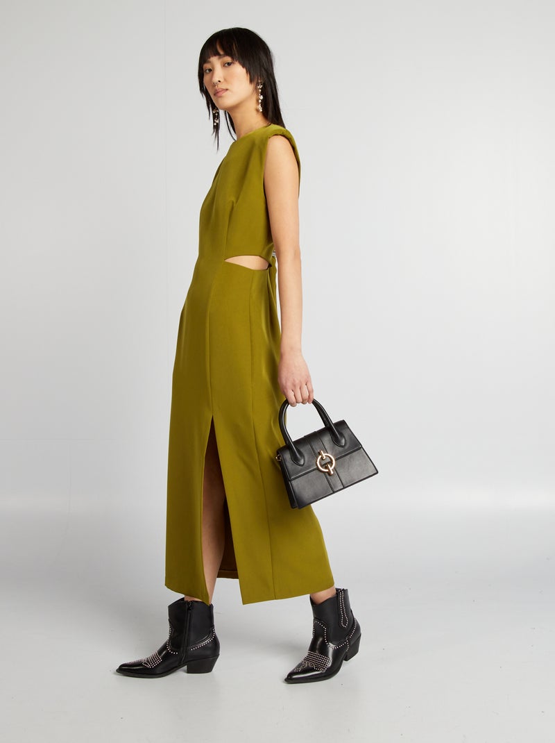 Vestido comprido com ombreiras VERDE - Kiabi