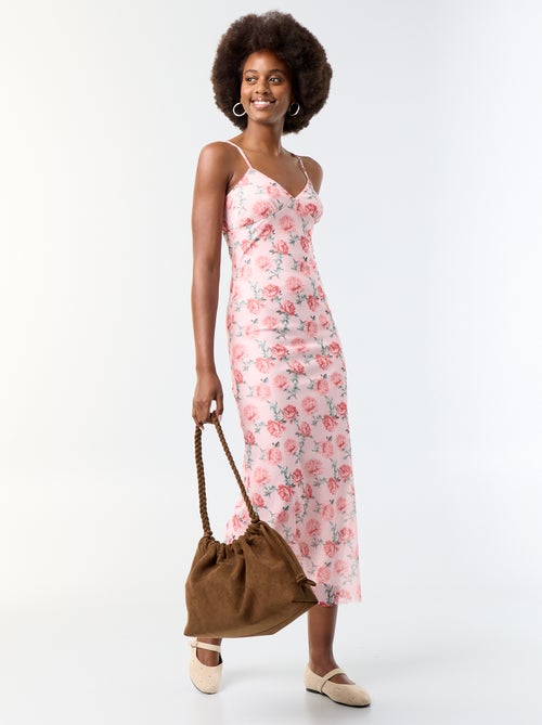 Vestido comprido com padrão de 'flores' - Kiabi