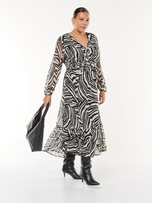 Vestido comprido com padrões e mangas compridas - Kiabi