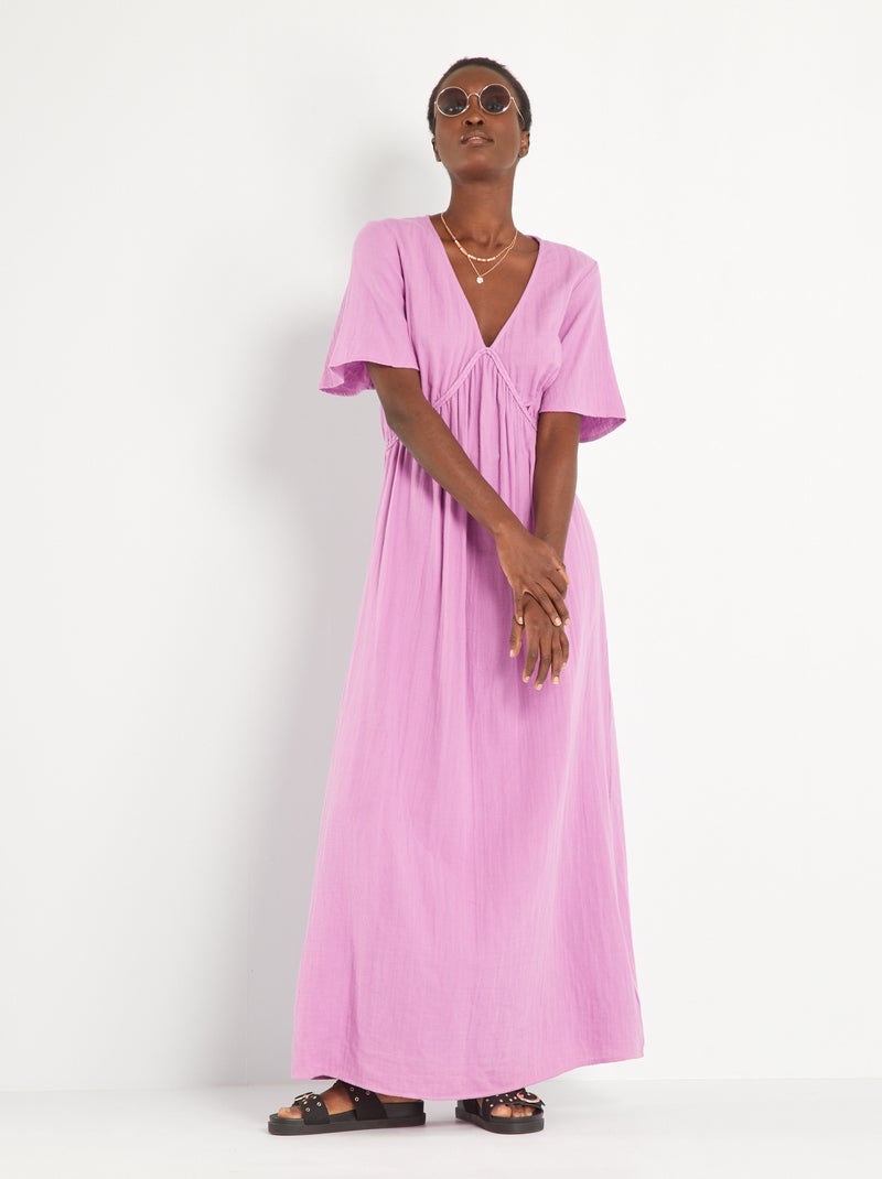Vestido comprido com pormenor entrançado frontal ROSA - Kiabi