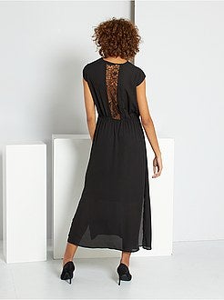 Vestido comprido com pormenores de renda - Kiabi