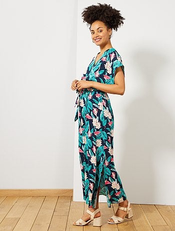 Vestido comprido com racha - Kiabi