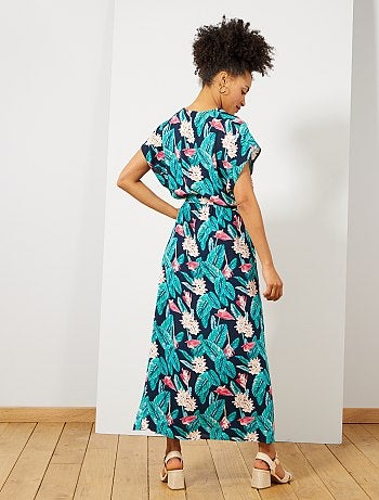 Vestido comprido com racha - Kiabi