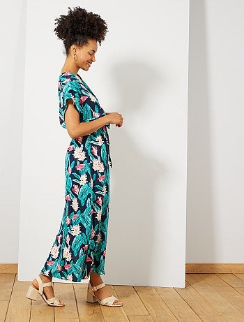 Vestido comprido com racha - Kiabi