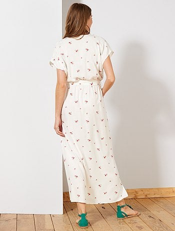 Vestido comprido com racha - Kiabi