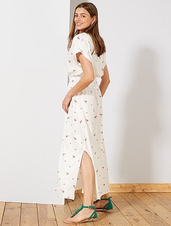 Vestido comprido com racha - Kiabi