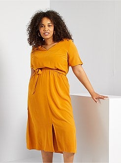 Vestido comprido com rachas - Kiabi